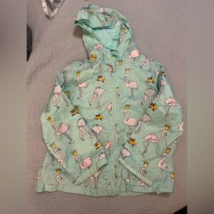 Kids Flamingo Print Jacket - Green
